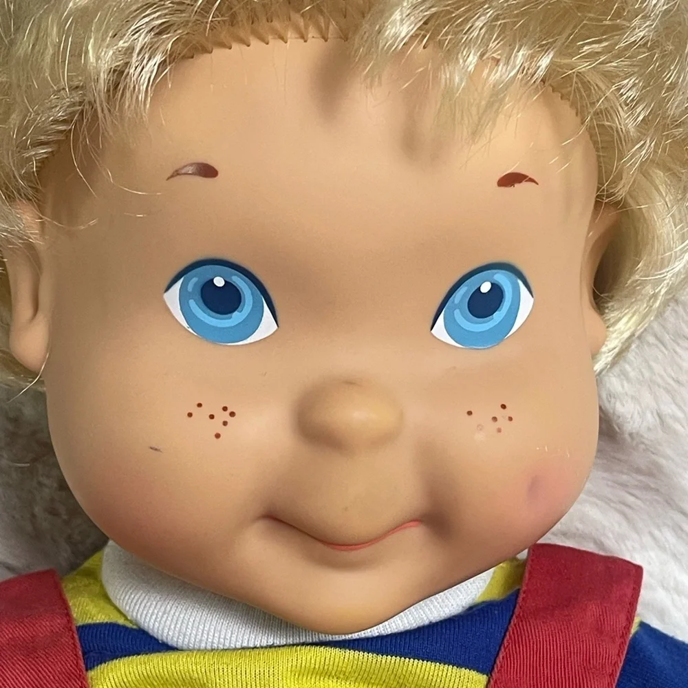 CLEANED Original 1986 Playskool My Buddy Doll Blonde Hair Shoes Carpenter Apron‎